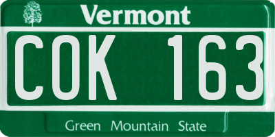 VT license plate COK163