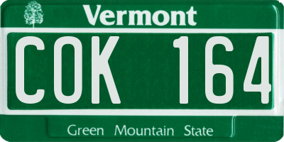 VT license plate COK164