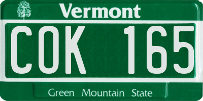 VT license plate COK165