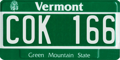 VT license plate COK166