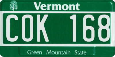 VT license plate COK168