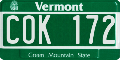 VT license plate COK172