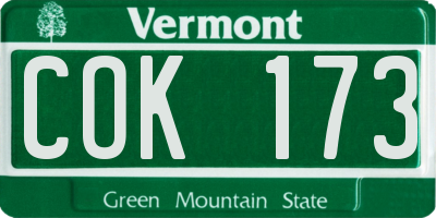 VT license plate COK173