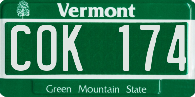 VT license plate COK174