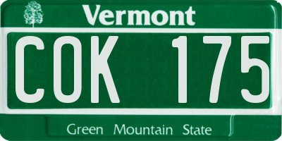 VT license plate COK175