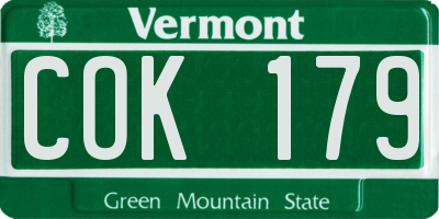 VT license plate COK179