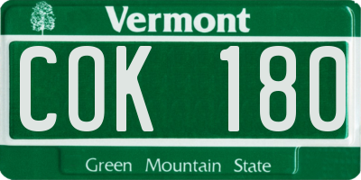 VT license plate COK180