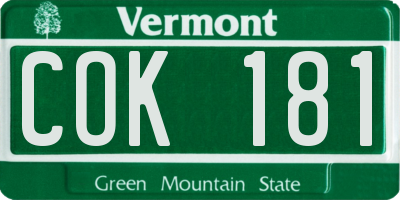 VT license plate COK181