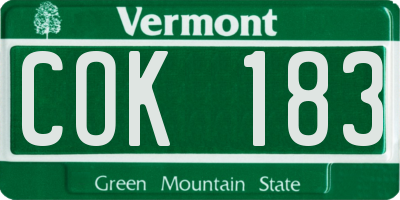 VT license plate COK183