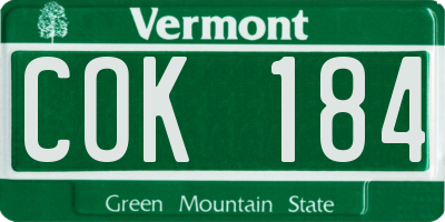 VT license plate COK184
