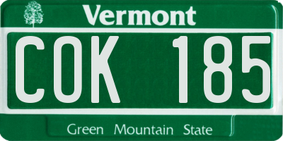 VT license plate COK185