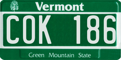 VT license plate COK186