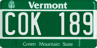 VT license plate COK189