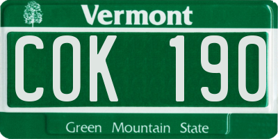 VT license plate COK190
