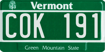 VT license plate COK191