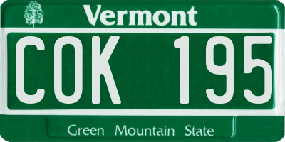 VT license plate COK195
