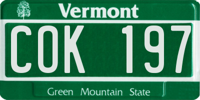 VT license plate COK197