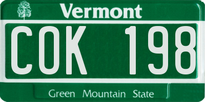 VT license plate COK198