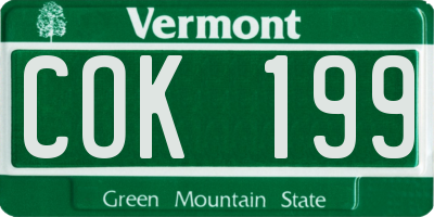 VT license plate COK199