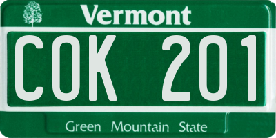 VT license plate COK201
