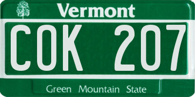 VT license plate COK207