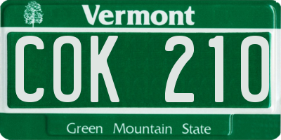 VT license plate COK210