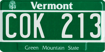 VT license plate COK213