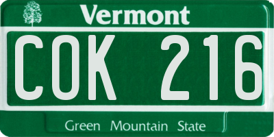 VT license plate COK216