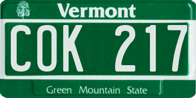 VT license plate COK217
