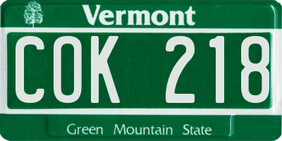 VT license plate COK218