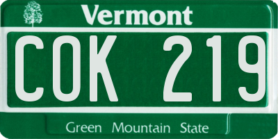 VT license plate COK219