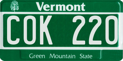VT license plate COK220