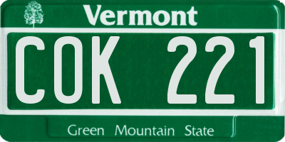 VT license plate COK221
