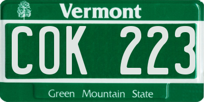 VT license plate COK223