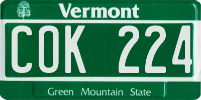 VT license plate COK224