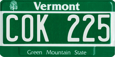VT license plate COK225