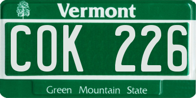 VT license plate COK226