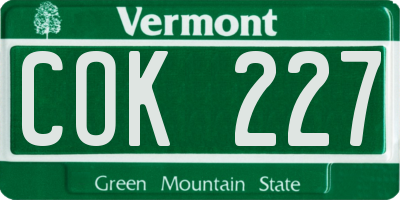 VT license plate COK227