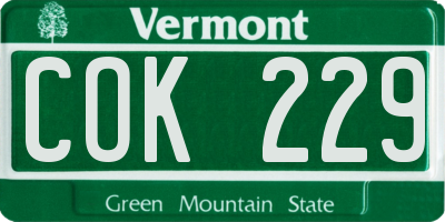 VT license plate COK229