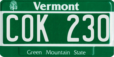 VT license plate COK230