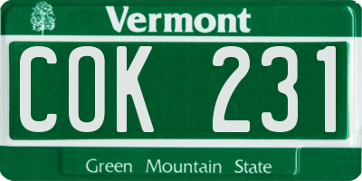 VT license plate COK231