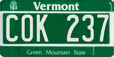 VT license plate COK237