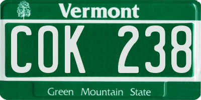 VT license plate COK238