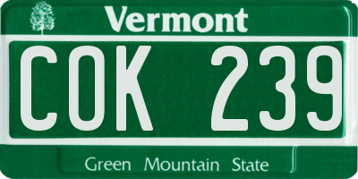 VT license plate COK239