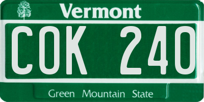 VT license plate COK240