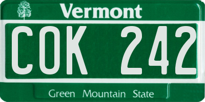 VT license plate COK242
