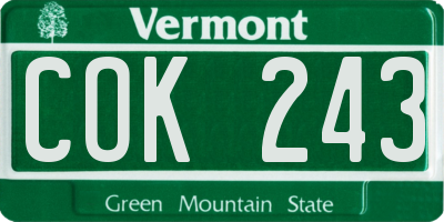 VT license plate COK243