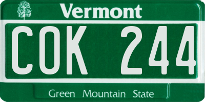 VT license plate COK244