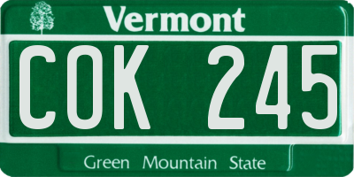 VT license plate COK245