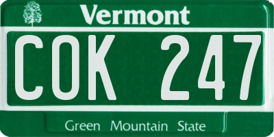 VT license plate COK247